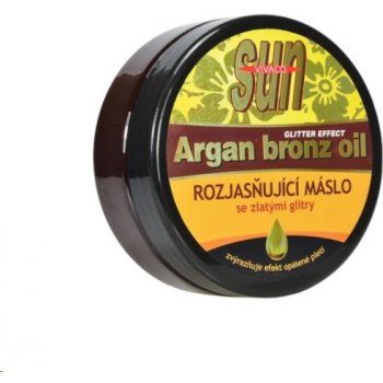 VivacoSun Argan oil maslo po opaľovaní so zlatými rozjasňujúcimi glitrami 200 ml