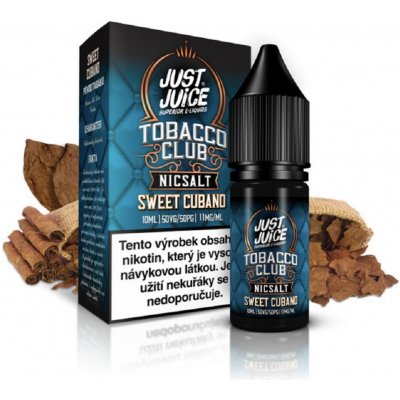 E-liquid Just Juice Salt Tobacco Sweet Cubano (Kubánský doutníkový tabák) 10ml Obsah nikotinu: 20mg