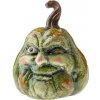 Jesenná dekorácia Tekvica s tvárou, 13 x 16 cm, zelená, keramika
