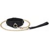 Liebe Seele Dark Secret Curved Collar & Leash (Black), sexy kožený obojok s vodítkom