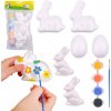 LEAN TOYS Veľkonočná sada na maľovanie so 4 farbami a štetcom – 4 zajačiky, vajíčko