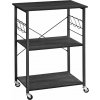 VASAGLE Pojazdná kuchynská polica 60 x 89 x 40 cm čierna