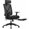 Ergonomická kancelárska stolička s podnožkou, max. nosnosť 150 kg, čierna
