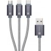 CONNECT IT Wirez 3v1 USB-C & Micro USB & Lightning, strieborná sivá, 1,2 m CI-1229 Connect IT