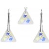 MSPERK Strieborný set trojuholníky Crystal AB Ag 925/1000
