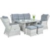 Focus Garden Focus BALTIMORE DINING + PUFY 5+1 záhradná sedacia súprava, bielo-sivá 003063, NOVINKA
