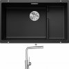 Blanco SUBLINE 700 U Level čierna + kôš z nerezu 526003 + Blanco MILA chróm 519414