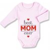 LULLABY Detské body - Best Mom, Lullaby, ružové veľkosť: 56 (0-2m)