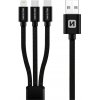 Swissten 72501103 3v1 2x USB-C (M) - Lightning (M) - USB-A (M), 60W, 3A, 1,2m, černý