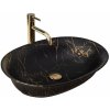 Rea ROMA Marble umývadlo na dosku, 55 x 39 cm, čierny vzor, REA-U5609