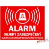 Abenys nálepka ALARM objekt zabezpečený elektronickým bezpečnostným systémom červená