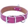 Bafpet Kožený obojok zdobený šitím HERRY 55cm/35mm fuchsie