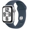 Apple Watch SE GPS 40mm Silver Aluminium Case with Storm Blue Sport Band - S/M - MRE13QC/A