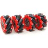 Robotické Mecanum kolesa 80 mm - sada 4 všesmerných kolies, červená (6.7 mm náboj)