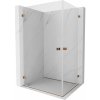 Mexen Lunar-B Duo výklopný sprchový kút 95 x 75 cm, číre sklo, ružové zlato, 832-095L-075P-60-00