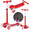 JOKO Skladacia Detská kolobežka SCOOTER s LED svetlom a Zvukom - 20 režimov svietenia a 4 hudobné režimy, nosnsoť 30kg, červená