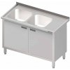 STALGAST Stôl s dvojkomorovým drezom na ľavej strane, krídlové dvere 1400x700x850 mm | STALGAST, 980887140