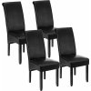 tectake 403494 jedálenská stolička ergonomická, masívne drevo - čierna, sada 4 ks
