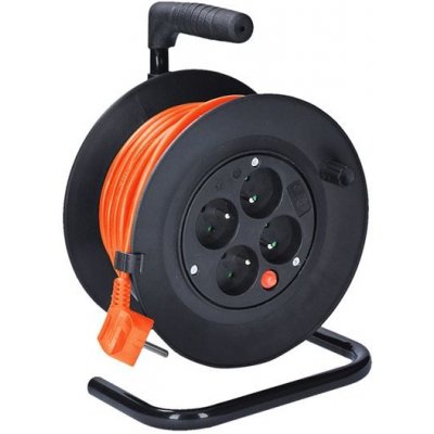 Solight prodlužovací přívod na bubnu, 4 zásuvky, 15m, oranžový kabel, 3x 1,0mm2 - PB22O