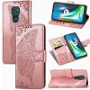 Peňaženkové kožené puzdro na Motorola Moto G9 PLay / E7 Plus - Ružovo - Zlatá