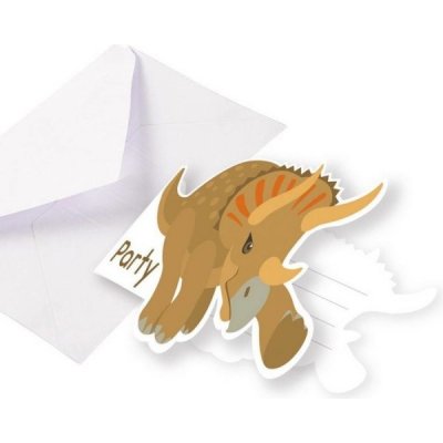 Amscan Pozvánky s obálkami Dinosaurus 8ks 8,5x12,7cm