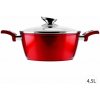 Hrniec na indukciu s pokrievkou 4,5L, granitový Metal Red, Perfect Home 10397