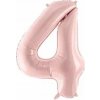 PartyDeco Fóliový balón narodeninové číslo 4 svetloružový 72 cm