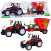 LeanToys VELKÝ ZEMĚDĚLSKÝ TRAKTOR 60 CM PŘÍVĚS S KRMIVEM, ČERVENÝ