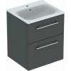 Geberit Selnova Square Umývadlová skrinka 64x54x48 cm, s umývadlom, 2 zásuvky, lávová mat 501.233.00.1