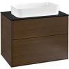 Villeroy & Boch Finion skrinka 80x50.1x60.3 cm závesná kúpeľňová skrinka pod umývadlo čierna-orech F22200GN