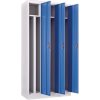Montovaný šatník s medzistenou Manutan Expert, 3 oddiely, sivý/modrý