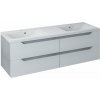 Sapho WAVE dvojumývadlová skrinka 149,7x50x47,8cm, biela/dub strieborný WA150-3011