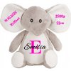 Plyšový sloník s údajmi dieťatka pre dievča