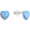 Strieborné náušnice so syntetickým opálom svetlo modré srdce 11337.3 Lt. Blue s. Opal