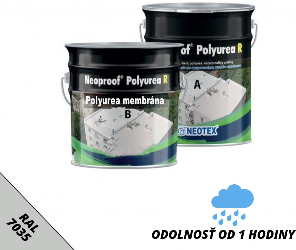 NEOPROOF POLYUREA R - polymočovinová hydroizolácia: 4,75 kg Svetlosivá (7035)