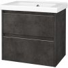 Dreja Skrinka pod umývadlo BONO SZZ2 65 (umyvadlo Harmonia) - D16 Tmavý betón / Úchytka T34 - nerez / D16 Tmavý betón