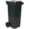 Manutan Plastová vonkajšia odpadová nádoba na triedený odpad, objem 120 l, čierna/čierna