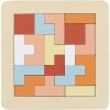 Drevený tetris na štvorcovej podložke - oranžovo-modrý