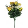 Ruža & Alstromeria & Karafiát x18 kytica žltá 50cm umelá