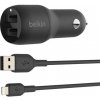 Belkin 24W Duální USB-A nabíječka do auta + 1m lightning kabel, černá