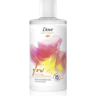 Dove Bath Therapy Glow sprchový a kúpeľový gél Blood Orange & Rhubarb 400 ml