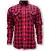 Košeľa pánska Erik and Sons Skovhugger 1/1 - červená-čierna, 4XL