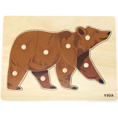 VIGA Montessori puzzle s úchytmi Medveď