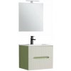 Trent Kúpeľňový nábytok 60 cm keramické umývadlo (2 zásuvky) so zrkadlom 60x80 cm svetlozeleno-biele