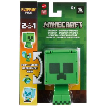 Mattel Minecraft Flippin Figure Creeper + Charged Creeper