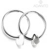 ADANITO BRN1022S - Zlaté náušnice krúžky so srdiečkom z bieleho zlata 20 mm 1.15 g