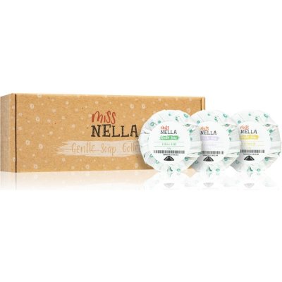 Miss Nella Gentle Soap Collection Olive Oil tuhé mydlo 50 g + Lavender tuhé mydlo 50 g + Oatmeal tuhé mydlo 50 g