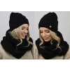 Fashionweek Dámska súprava čiapky a šálu Exkluzivní Tlustý, masitý teplý zimný set čepice s dlhým komínom ZIZI-K9 Farba: Čierna, Veľkosť: Universal
