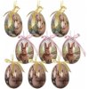 Clayre & Eef 6ks dekorácia farebné závesné vajíčko s zajačikmi Spring Egg - Ø 5*8 cm