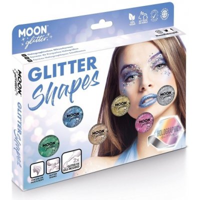 R-Kontakt Sada trblietok Glitter Shapes holografický mix 6 farieb + fixačný gél